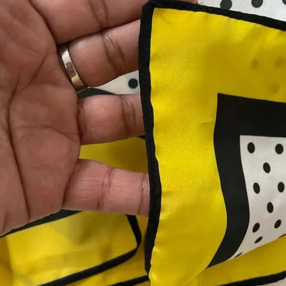 Carolina Herrera Yellow and Black Polka Dot Scarf - Picture 7 of 12
